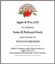Apple & Eve. apple-eve-weston-presidio-cap-raise.jpg